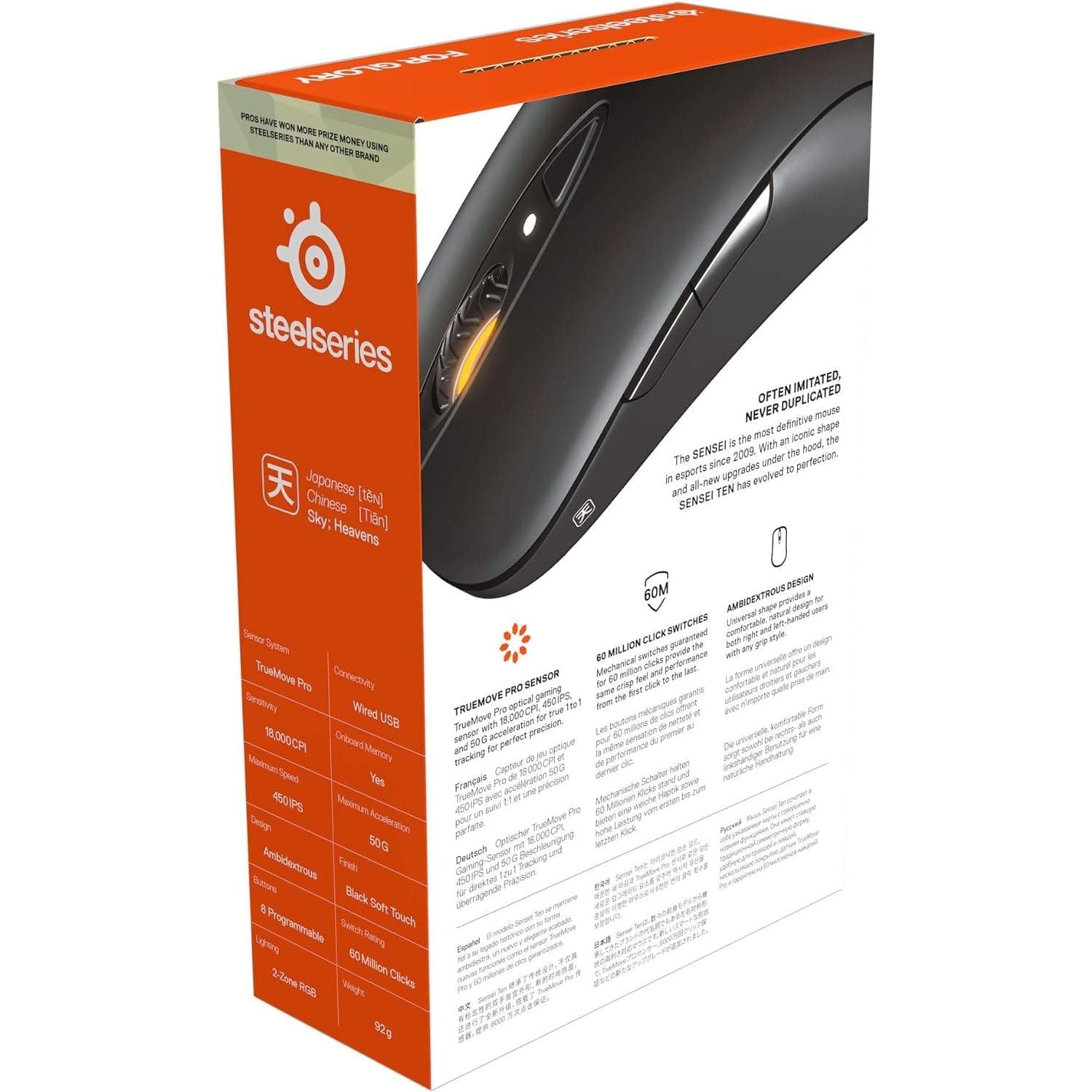 Buy SteelSeries,SteelSeries Sensei Ten - Gaming Mouse - 18, 000 CPI Truemove Pro Optical Sensor - Ambidextrous design - 8 Programmable Buttons - RGB Lighting - Black - Gadcet UK | UK | London | Scotland | Wales| Near Me | Cheap | Pay In 3 | Keyboard & Mouse